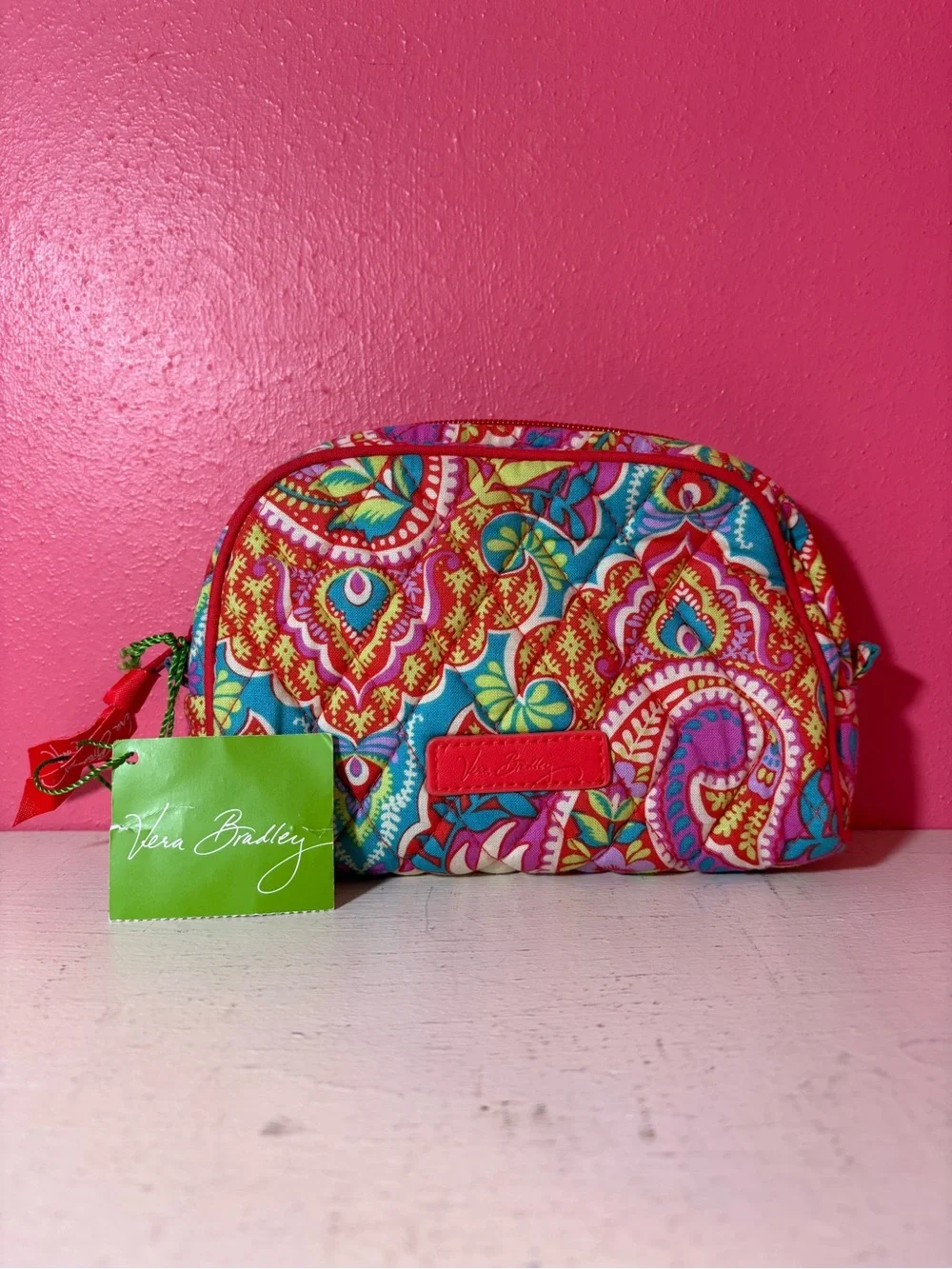 Vera Bradley Multicolor Small Zip Quilted Cosmetic Case Paisley in Paradise NWT